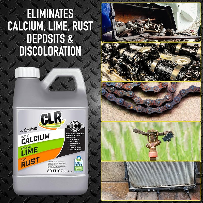 CLR Brands® Automotive Calcium, Lime & Rust Remover, Cleaner for Multiple Surfaces, EPA Safer Choice Certified, Ammonia, Phosphate and Bleach Free Cleaner, 80 Oz - Image 2